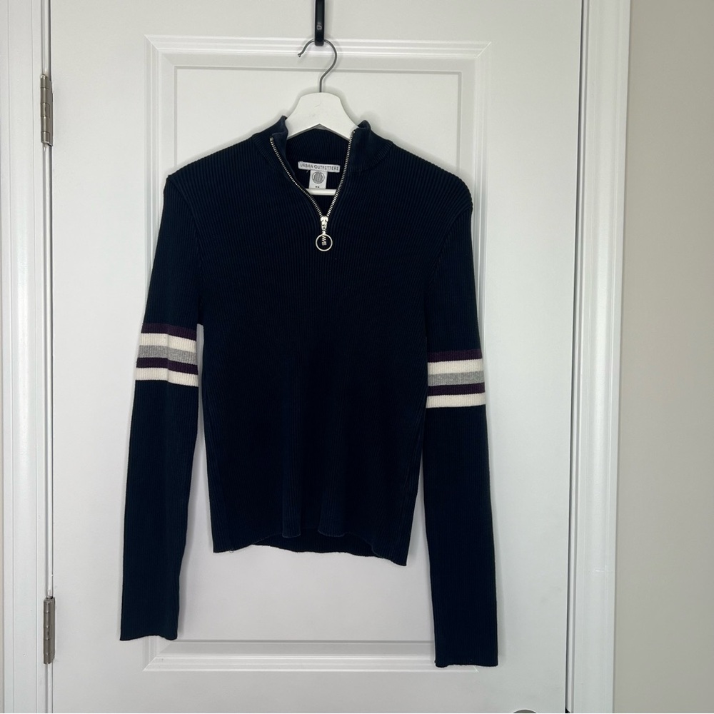 Urban Outfitters Navy Blue Quarter-Zip Sweater